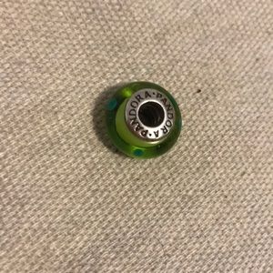Green polka dotted sterling silver pandora charm
